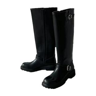 韩国东大门女鞋骑士靴时装长筒靴鞋新款靴子女黑色长靴长筒靴女靴