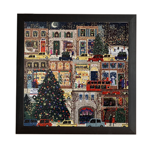 简约新款相框挂墙黑色复古画框正方形卡纸冬灯圣诞拼图框高级感