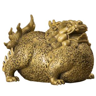 全铜大肚貔貅摆件公母一对皮丘貔犰家居客厅玄关办公室送礼装饰铜