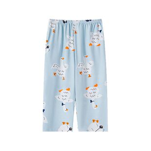 浪莎睡裤女款夏季薄款纯棉七分裤可爱卡通大码休闲可外穿家居裤子