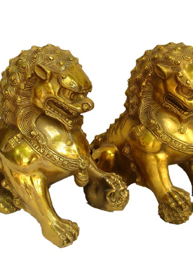 纯铜狮子一对摆件北京宫门狮狮子门口装饰摆设大号无底座狮子