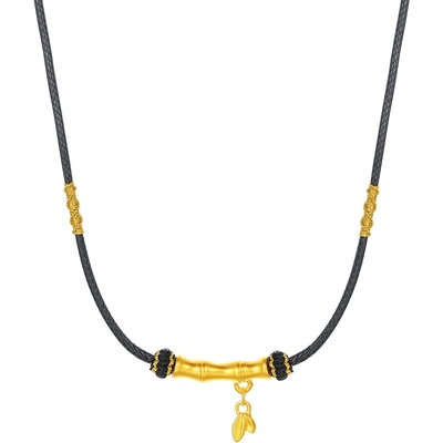 周六福5d硬金竹节吊坠女款