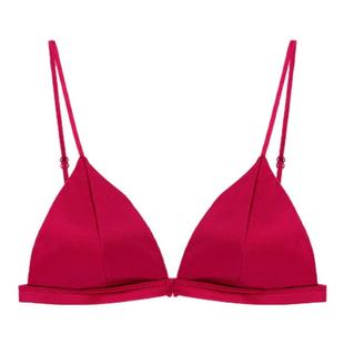 本命年内衣套装女薄款小胸法式三角杯无钢圈性感深V前扣红色文胸