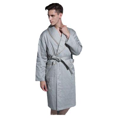 男罗丝美中长款家居服夹棉睡袍冬