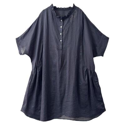 2024年夏季苎麻刺绣七分袖娃娃衫