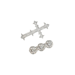 甜酷辣妹十字架水晶发夹日系原宿亚文化锆石花朵发卡小众设计边夹