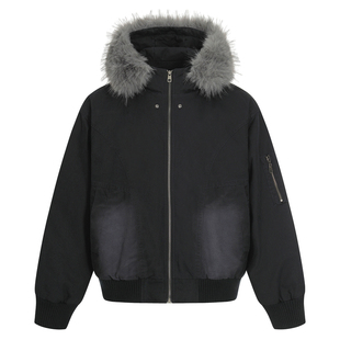 可脱卸毛领连帽工装羽绒服男生冬季2025新款加厚保暖宽松休闲外套