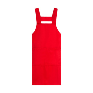 纯棉围裙定制logo印字黑色加厚布料家用厨房背心式上班工作服女男