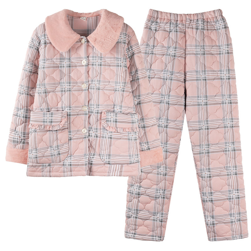 芬腾正品秋冬女士针织夹棉家居服