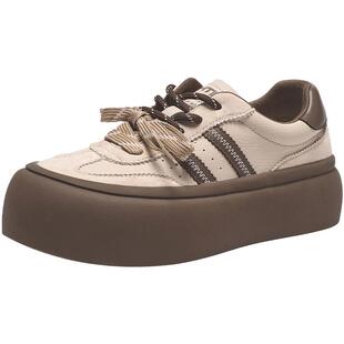 热风厚底德训鞋女款2025年春季新款小众双色鞋带丑萌休闲圆头板鞋