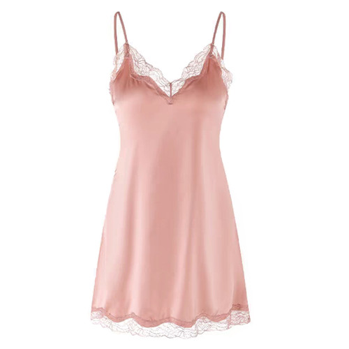 轻奢性感睡衣女夏季冰丝2025新款纯欲夏蕾丝吊带睡裙套装家居服