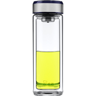 希诺双层玻璃杯男士水杯2026新款女士商务时尚带滤网茶杯XN-6712