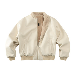 CoosRetro 冬季新款复古撞色男士正反两穿仿羊羔毛休闲皮夹克外套