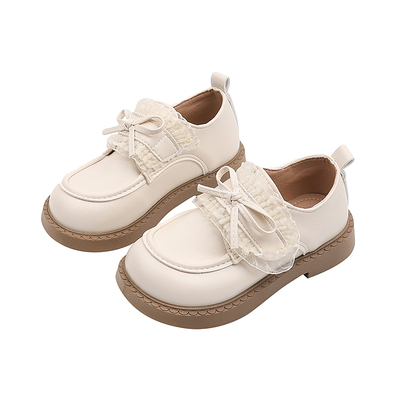 女童学院蕾丝蝴蝶结乐福鞋