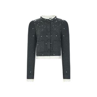 【明星同款】lefame拉飞姆学院风格雷系灰色毛针织开衫外套上衣女