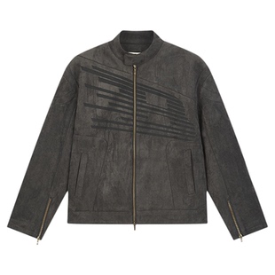 【蔡徐坤同款】BONELESS速度B激光烧花麂皮绒夹克宽松立领外套潮