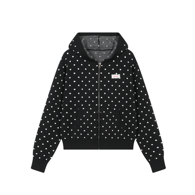 KSXN波点连帽针织开衫毛衣外套