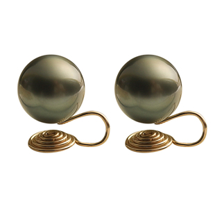 承悦 不痛不掉 大溪地黑珍珠耳夹孔雀绿 海水珍珠蚊香盘正圆强光