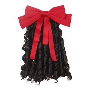 蝴蝶结儿童假发马尾大波浪女孩公主假马尾公主裙卷发马尾儿童头饰