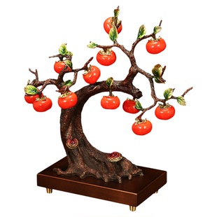 上善若水 《喜柿连连》铜摆件 新中式柿子乔迁新居结婚送礼A0007