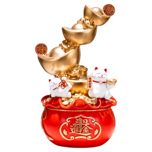 2026新款创意日进斗金聚宝盆摆招财猫家中客厅明财位聚财摆件来财