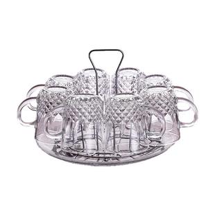 家用玻璃杯套装茶杯耐热水杯子泡茶牛奶开水果汁杯带杯架托盘