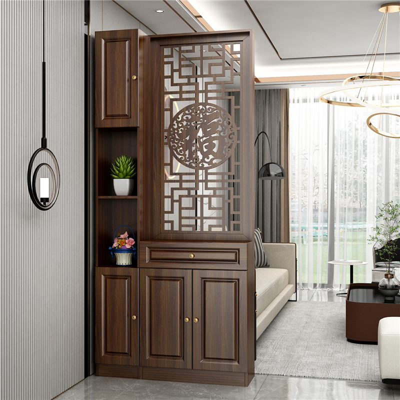 新中式屏风隔断柜高档实木客厅玄关柜入户进门遮挡置物架鞋柜一体