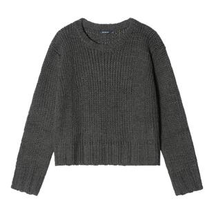 Unvesno(UN)Demure风老钱羊毛慵懒保暖纹理粗针手工感套头毛衣