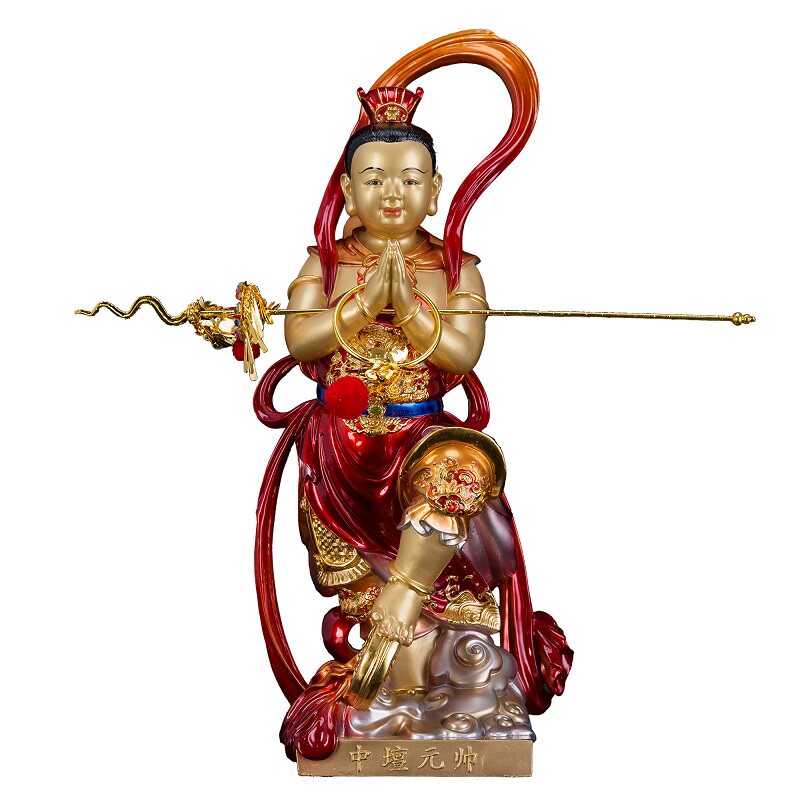 哪吒三太子铜像中坛元帅家用佛像摆件圣丰纯铜彩绘三太子哪吒神像