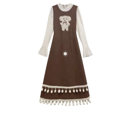 枫糖撞奶miu系千金风小熊连衣裙