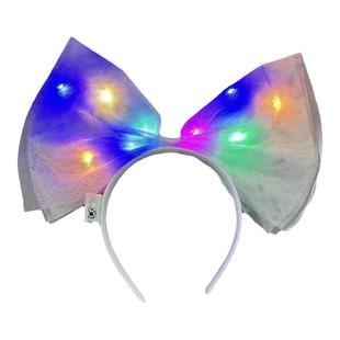 网红新款网纱头箍发光蝴蝶结发箍闪光发饰甜美拍照发卡演唱会摆摊