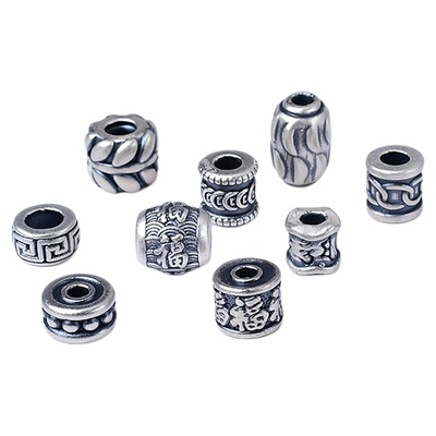 足银桶珠福字六字金钱珠树叶回纹