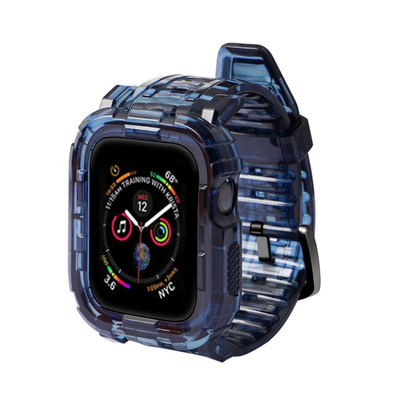 适用iWatch9透明表壳iWatchS78表带WatchS7冰川Ultra2苹果手表带Applewatch6保护壳SE套S9男女iWatchse硅胶S8