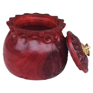 赞比亚小叶紫檀茶叶罐高端创意木质收纳盒实木精品木雕储物罐摆件