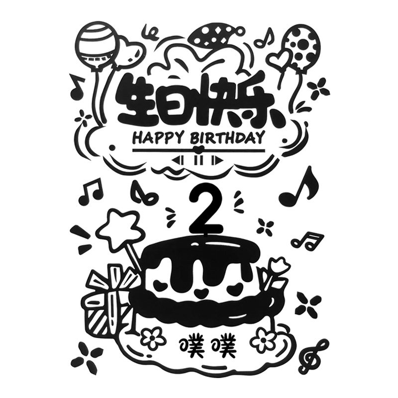 儿童生日画涂鸦画板宝宝234岁生日场景布置装饰可撕画DIY定制礼物