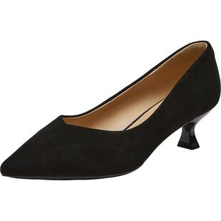 百思图2026春季新款羊皮绒面细跟高跟鞋尖头女浅口单鞋K5811AQ6