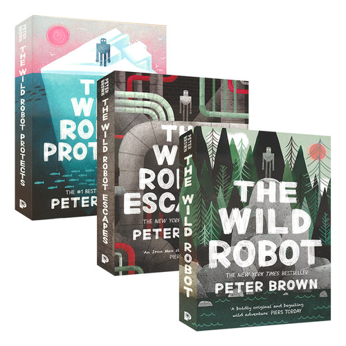 The Wild Robot 荒岛机器人系列3册 自然与科技的碰撞 青少年科幻冒险小说 凯迪克奖插画师 英语课外读物 英文原版进口儿童图书