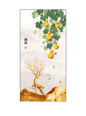 玄关新中式是福禄双全装饰挂壁画