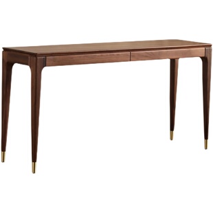 北美黑胡桃木书桌长条超窄款吧台桌阳台实木40cm梳妆床边桌床尾桌