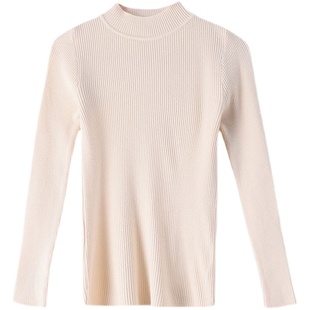 2025新款加厚中领针织打底衫女秋冬高级感半高领黑色毛衣内搭上衣