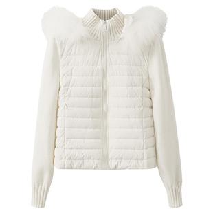 夕蒙2025新款冬季巨好看小个子短款针织拼接毛领连帽排骨羽绒服女