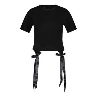 Simone Rocha Bow Tails 黑色棉质圆领宽松短袖时尚T恤