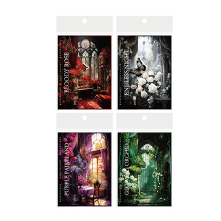 M｜玫瑰宫殿素材纸 复古城堡窗框蔷薇白玫瑰手账打底背景纸20张入