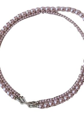 曼塔玫瑰紫施家珍珠叠戴项链女