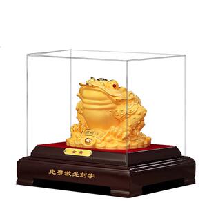 绒沙金招财金蟾摆件三足蟾蜍客厅办公室酒柜装饰店铺乔迁开业礼品