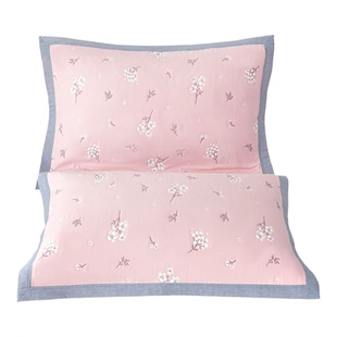 天阳加大水晶棉枕套纯棉一对装四层纱布信封式单人加厚枕头枕芯套