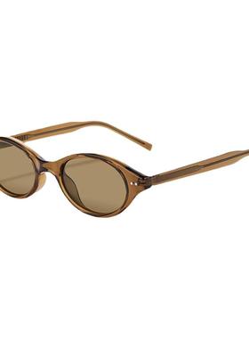 佐川时尚美式复古椭圆窄框墨镜