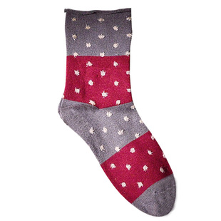 日本原单纯棉复古女士卷口袜毛绒织花袜秋冬长袜ins潮卷松口袜女