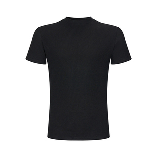 GENIUSCLUB新品美式潮流街头logo螺纹条纹修身打底纯色印花T恤