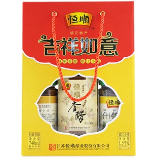 恒顺吉祥如意酱菜礼盒 小菜随机375g*4瓶 镇江香醋740ml镇江特产